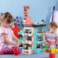 Qaba Kids Supermarket with Shopping Cart Play Set Toys with Working Scanner & Credit Card Reader for 3 to 6 Years - Green(m-2)