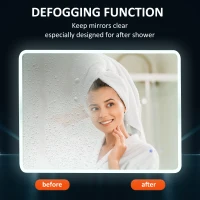 kleankin 24"x32" LED Bathroom Horizontal/Vertical Mirror with Defogging Function, and 3 Color White Temperatures(m-5)