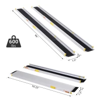 HOMCOM 6-8ft Aluminum Foldable Wheelchair Ramp Scooter Mobility Easy Access Carrier with Sturdy Telescoping Design(m-3)