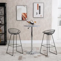 HOMCOM Modern Bar Stools Set of 2, Bar Height Barstools, 29.5" Seat Height Bar Chairs for Kitchen, Pub with Backrest and Footrest, Steel Frame, Black(m-2)