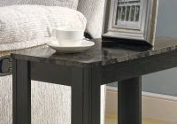 Monarch 22" Transitional Style Rectangular Marble-Look Top Wood Grain-Look Legs Side Accent End Table - Black / Grey Finish(m-3)