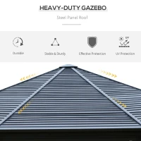 Outsunny 15' x 15' Octagon Hardtop Gazebo with Galvanized Steel Roof, Aluminum Frame, Permanent Pavilion Outdoor Gazebo Canopy with Netting for, Patio, Garden, Backyard, Deck, Lawn, Black(m-5)