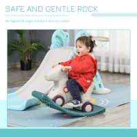 Qaba 2 in 1 Rocking Horse & Sliding Car for Indoor & Outdoor Use, Gray and Green(m-6)