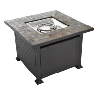 Outsunny 45" Square Slate Tile Mantel LP Gas Fire Pit Table(m-6)