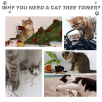 PawHut 40" 5-Level Revolving Stair Cat Tree Scratcher Climbing Activity Tower with Play Center and Resting Perch - Gray(m-6)
