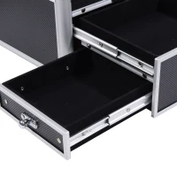 HomCom Cosmetic Train Case with Mirror - Black(m-6)