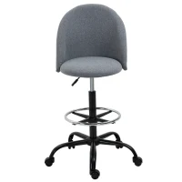 Vinsetto Ergonomic Rolling Drafting Chair for Standing Desk, Linen Office Stool with Adjustable Foot Ring and Steel Base(m-8)