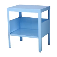 Open Box HomCom Block Color Mid Century Modern Industrial Steel End Table Shelf - Light Blue(m-2)