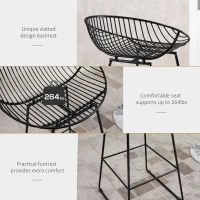 HOMCOM Modern Bar Stools Set of 2, Bar Height Barstools, 29.5" Seat Height Bar Chairs for Kitchen, Pub with Backrest and Footrest, Steel Frame, Black(m-7)