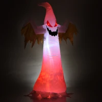 HOMCOM 8' Halloween Inflatable Ghost Yard Decoration for Indoors & Outdoors with Evil Fire Flame LED Lights(m-14)