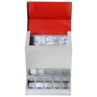 PawHut Rat Proof Auto Large Chicken Feeder Against any Other Animals Galvanized Steel Poultry Feeders Size for 10 Chickens Holds up to 10 L of Feeds Silver/Red(m-8)