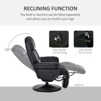HOMCOM Manual Recliner, Swivel Lounge Armchair with Side Pocket, Footrest and Cup Holder for Living Room, Black(m-4)