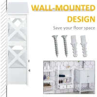 kleankin Wall Mount Bathroom Storage Rack with Open Shelves and Drawer Wooden Cabinet Organizer for Bathroom - White(m-7)