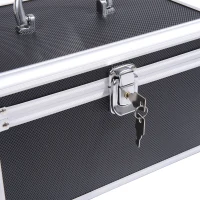 HomCom Cosmetic Train Case with Mirror - Black(m-4)