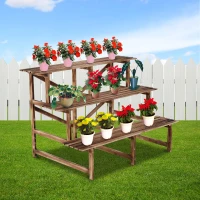 Outsunny 47" Wooden 3-Tier Step Style Plant Stand(m-2)