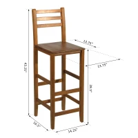 HomCom 2 Piece 28" Tall Classic Bar Height Acacia Wood Slat Back Pub Chair(m-3)