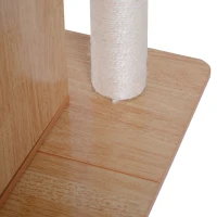 PawHut 40" Modern Cat Tree Multi-Level Scratching Post with 2 Cube Cave Enclosures - Oak Wood and White(m-7)