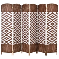 HomCom 6ft 6-Panel Diamond Weave Folding Room Divider with Freestanding Folding Screen & Stylish Wicker Material(m-1)