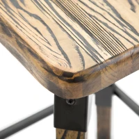 HomCom 2 Piece 24" Tall Rustic Industrial Armless Square Wood Top Bar Stool Set - Black / Woodgrain(m-8)