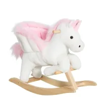 Open Box (Cosmetic Blemish) Qaba Kids Wooden Plush Ride-On Unicorn Rocking Horse Toy with Sing Along Songs(m-1)