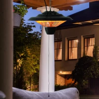 Outsunny 1500W Patio Gazebo Ceiling Mounted Patio Heater String Control with Light - Black(m-2)