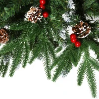 HOMCOM 7ft Artificial Pine Tree Holiday Home Christmas Decoration with Removable Branches, Pinecone - Red Berries(m-17)