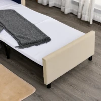 HOMCOM 2-In-1 Design Convertible Single Sofa Bed with Side Pocket and Metal Frame Couch for Living Room, Beige(m-9)