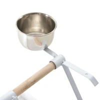 PawHut Portable Bird Play Perch Stand with Wooden Perch, Stainless Steel Feeding Bowls, & an Easy-Clean Tray, White(m-5)