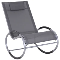 Patio Rocking Lounge Chair Orbital Zero Gravity Seat Pool Chaise w/ Pillow Grey(m-1)