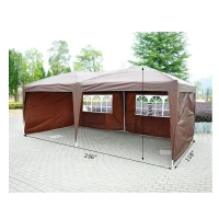 Outsunny 10' x 20' Pop Up Canopy Party Tent with 4 Removable Sidewalls - Brown(m-3)