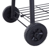 Outsunny Charcoal BBQ, Portable Grill with Wheels, All-in-One Grill, Side vent, Two Shelves and Metal Grating, Lit-Mounted Thermometer, Wooden Handle, for Outdoor Cooking, Black(m-16)