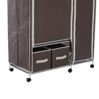 HomCom 79" x 39" Rolling Portable Clothes Closet Wardrobe Rack (Brown)(m-4)