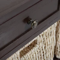 HomCom 40" Rustic Wooden 3 Drawers and Baskets Storage Bench - Chestnut Brown(m-9)