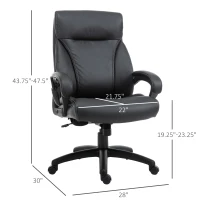 Vinsetto 6 Vibrating Massage Office Chair, Heavy-Duty Ergonomic Desk Chair with 5 Modes, Padded Armrest, Rolling Swivel PU Leather Task Computer Chair for Adults(m-3)