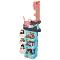 Qaba Kids Supermarket with Shopping Cart Play Set Toys with Working Scanner & Credit Card Reader for 3 to 6 Years - Green(m-4)