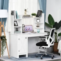 HOMCOM Home Office Computer Desk with Hutch and Storage Cabinet and 6 Shelves, White(m-2)