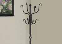 Monarch 74" Classic Accent 8-Hook Metal Coat Tree Hanger Rack - Hammered Black Finish(m-3)