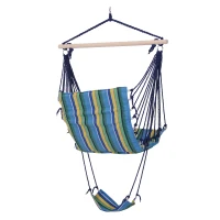 Outsunny Hanging Rope Hammock Swing Chair Seat - Blue / Yellow(m-4)