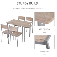 HOMCOM 5 Piece Dining Table Set for 4, Rectangular Kitchen Table and Chairs, Dining Room Set for Breakfast Nook, Small Space, Apartment, Dinette, Space Saving(m-4)