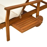 Outsunny Reclining Relaxing Chaise Lounge Chair with 4-Level Adjustable Backrest & Convenient Pull-Out Side Tray(m-13)