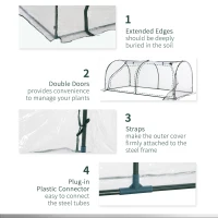 Outsunny 7' x 3' x 2.5' Mini Greenhouse, Portable Tunnel Green House with Roll-Up Zippered Doors, UV Waterproof Cover, Steel Frame, Clear(m-5)
