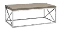 Monarch 44" Contemporary Chrome Frame Accent Cocktail Coffee Table - Dark Taupe Wood Grain-Look Finish(m-1)