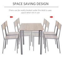 HOMCOM 5 Piece Dining Table Set for 4, Rectangular Kitchen Table and Chairs, Dining Room Set for Breakfast Nook, Small Space, Apartment, Dinette, Space Saving(m-6)