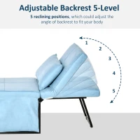 HOMCOM 4-in-1 Multi Function Folding Single Sofa Bed with Retractable Footrest, Convertible Sleeper with Adjustable Backrest For Living Room and Small Spaces, Light Blue(m-4)