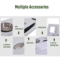 Outsunny 50" Portable Folding Camping Table with Sink, Faucet, Dual Stainless Steel Basins, and Accessories for Fish Cleaning(m-6)