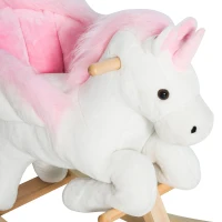 Open Box (Cosmetic Blemish) Qaba Kids Wooden Plush Ride-On Unicorn Rocking Horse Toy with Sing Along Songs(m-7)