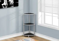 Monarch 30" Modern 3-Tier Corner Display Shelf Accent Table - Reversible Black or White Finish(m-3)