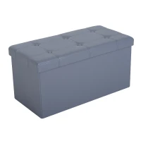 HomCom 30" Folding Tufted Storage Ottoman Bench - Gray(m-1)