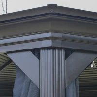 Outsunny 15' x 15' Octagon Hardtop Gazebo with Galvanized Steel Roof, Aluminum Frame, Permanent Pavilion Outdoor Gazebo Canopy with Netting for, Patio, Garden, Backyard, Deck, Lawn, Black(m-9)