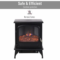 HOMCOM Freestanding Electric Fireplace Stove Space Heater Infrared Quartz LED  9.5" W 1500W Steel  Black(m-5)
